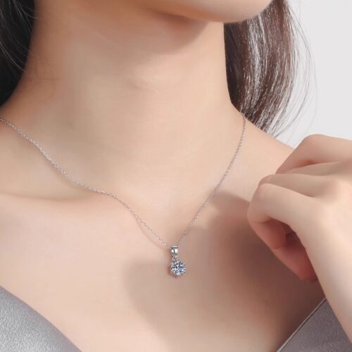 Dây Chuyền Kim Cương Moissanite 2 Carat Bạc S925 Cao Cấp HTT331H Hồng
