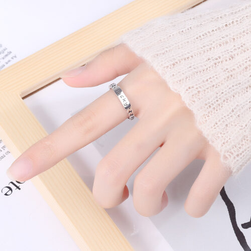 Nhẫn Bạc Nữ S925 Chữ Lucky Cá Tính Trẻ Trung HTT349