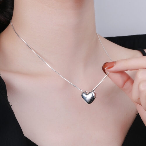 Dây Chuyền Bạc Nữ S925 Mặt Trái Tim Tinh Tế HTT359
