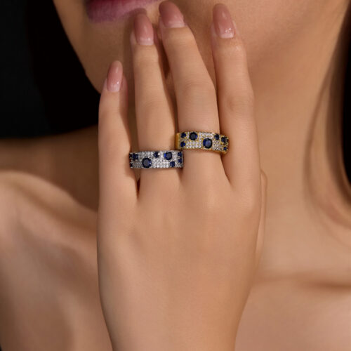 Nhẫn Kim Cương Moissanite Sáng Lấp Lánh Bạc S925 Cao Cấp HTT381V Vàng