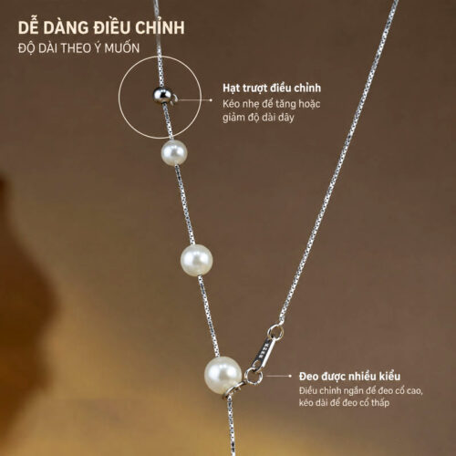 Dây Chuyền Ngọc Trai Nữ Dáng Chữ Y Bạc S925 Đính Đá HTT383