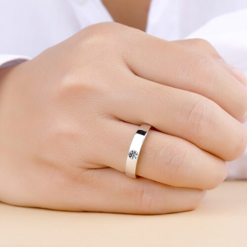 Nhẫn Kim Cương Nam Moissanite Chất Liệu Bạc S925 Thiết Kế Sang Trọng HTT260T Tròn