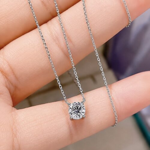 Dây Chuyền Kim Cương Moissanite 2 Carat Bạc S925 Cao Cấp HTT330T Tím