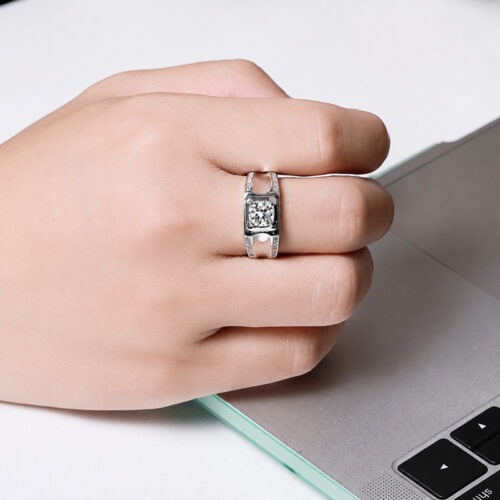 Nhẫn Kim Cương Nam Moissanite 1 Carat Bạc S925 HTT285
