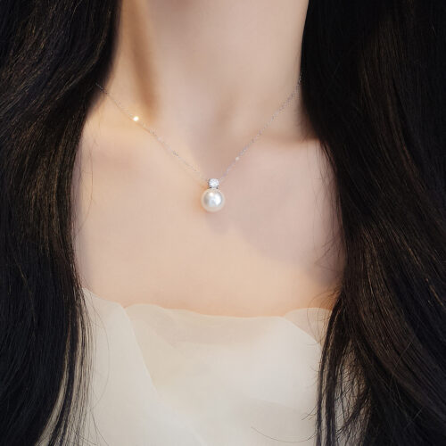 Dây Chuyền Ngọc Trai Nữ Đính Đá Bạc S925 HTT396C Dây Câu