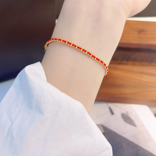 Lắc Tay Nữ Bạc S925 Dây Bi HTT399T2 Trắng