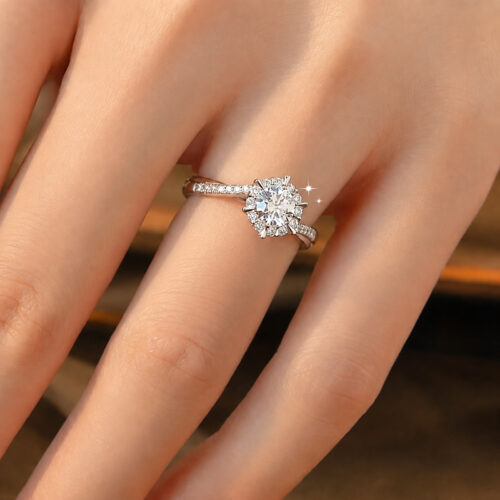 Nhẫn Kim Cương Moissanite Chất Liệu Bạc S925 Sáng Thanh Lịch HTT254