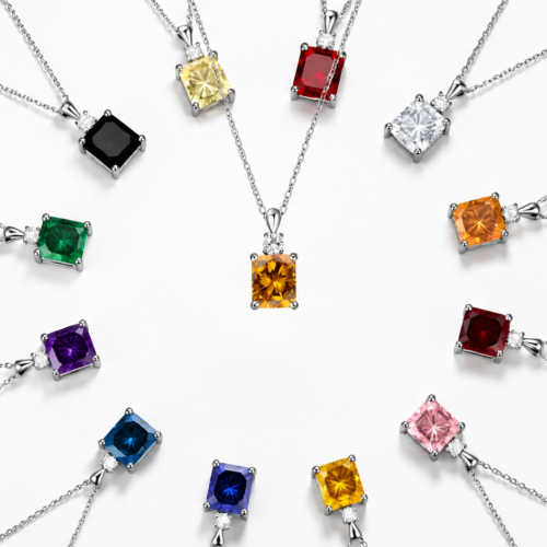 Dây Chuyền Nữ Bạc S925 Đính Đá Zircon Vuông HTT444 Xanh Bích