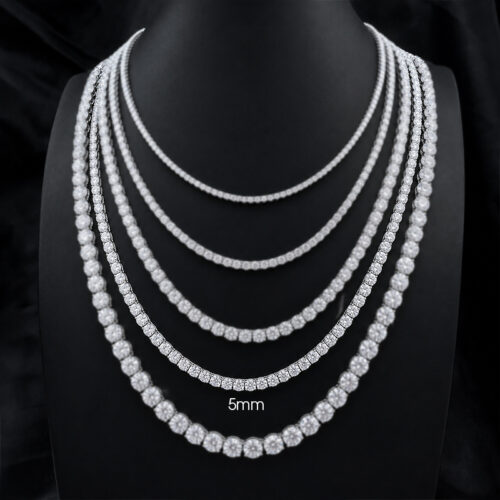 Dây Chuyền Tennis Bạc S925 Đính Kim Cương Moissanite Cao Cấp HTT308V Vàng