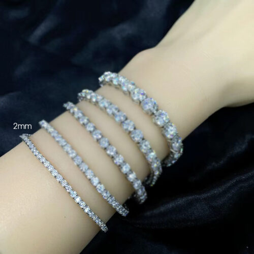 Lắc Tay Tennis Bạc S925 Đính Kim Cương Moissanite Cao Cấp HTT307T Trắng