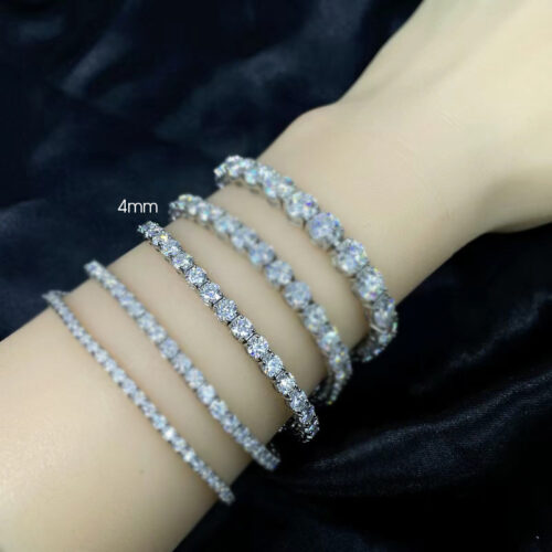 Lắc Tay Tennis Bạc S925 Đính Kim Cương Moissanite Cao Cấp HTT307T Trắng