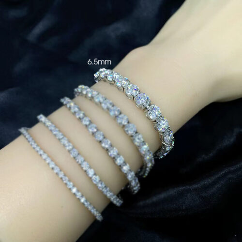 Lắc Tay Tennis Bạc S925 Đính Kim Cương Moissanite Cao Cấp HTT307T Trắng