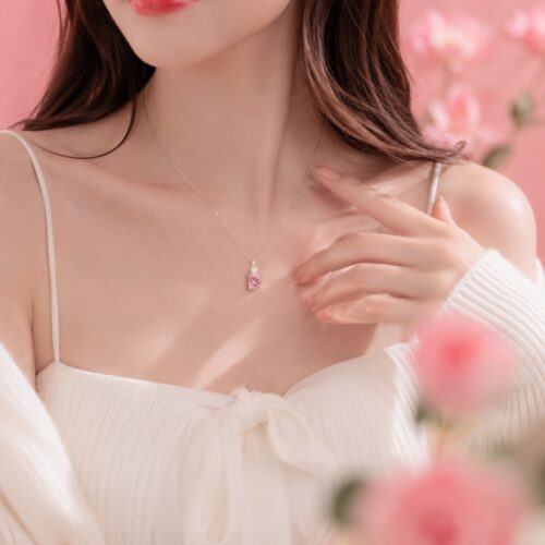Dây Chuyền Nữ Bạc S925 Đính Đá Zircon Vuông HTT444 Xanh Bích