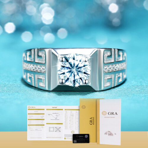 Nhẫn Kim Cương Nam Moissanite 1 Carat Đa Màu Bạc S925 Cao Cấp HTT302S Bảy Màu