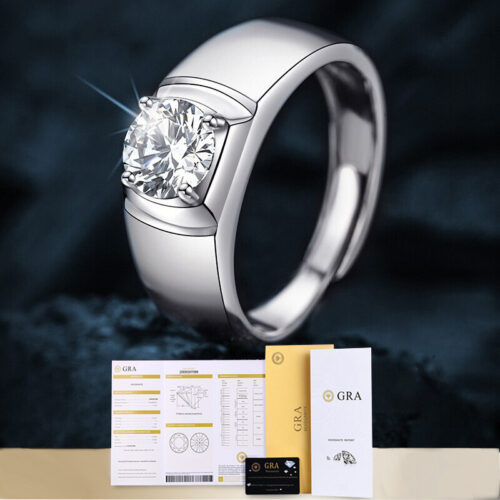Nhẫn Kim Cương Nam Moissanite 1 Carat Đa Màu Bạc S925 Cao Cấp HTT303T Tím