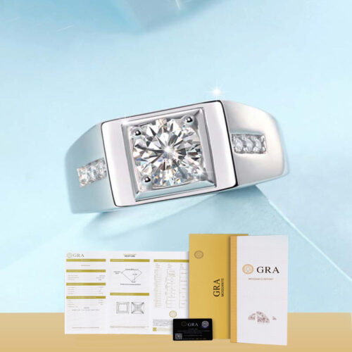 Nhẫn Kim Cương Nam Moissanite 1 Carat Đa Màu Bạc S925 Cao Cấp HTT300TR Trắng