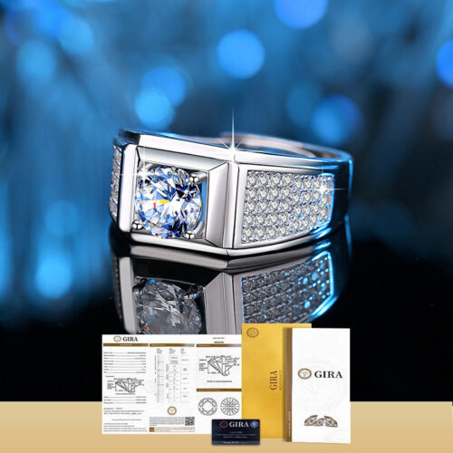 Nhẫn Kim Cương Nam Moissanite 1 Carat Đa Màu Bạc S925 Cao Cấp HTT299T Tím