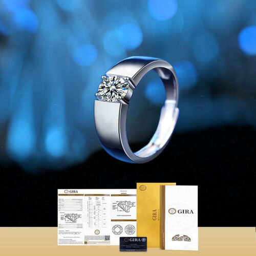 Nhẫn Kim Cương Nam Moissanite 1 Carat Đa Màu Bạc S925 Cao Cấp HTT298TR Trắng