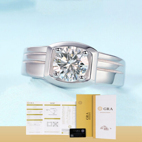 Nhẫn Kim Cương Nam Moissanite 1 Carat Đa Màu Bạc S925 Cao Cấp HTT305Tr Trắng