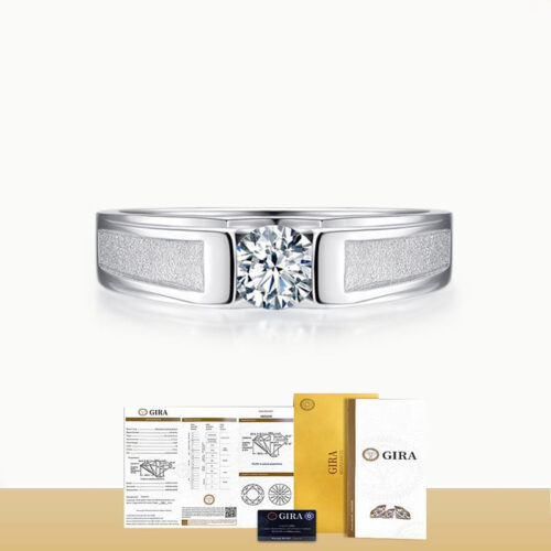 Nhẫn Kim Cương Nam Moissanite 1 Carat Đa Màu Bạc S925 Cao Cấp HTT297C Cam