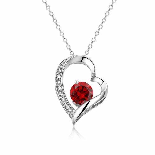 Dây Chuyền Trái Tim Bạc S925 Đính Đá Zircon HTT440 Xanh Nhạt