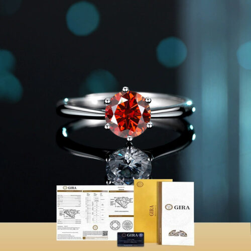 Nhẫn Bạc Nữ S925 Đính Kim Cương Moissanite 1 Carat Lấp Lánh Kiểu Dáng Thanh Lịch HTT244H Hồng