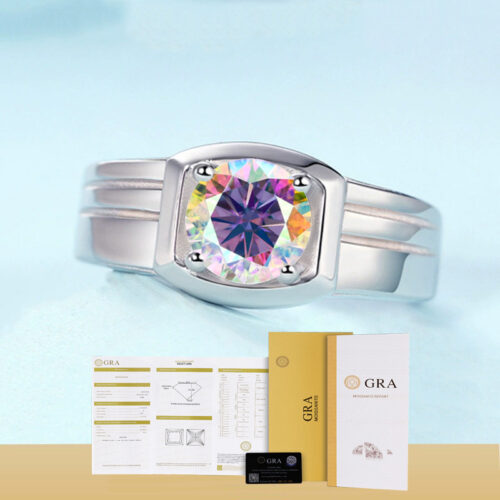 Nhẫn Kim Cương Nam Moissanite 1 Carat Đa Màu Bạc S925 Cao Cấp HTT305Tr Trắng