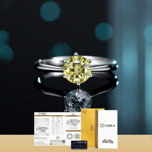 Nhẫn Bạc Nữ S925 Đính Kim Cương Moissanite 1 Carat Lấp Lánh Kiểu Dáng Thanh Lịch HTT244Z Màu AB