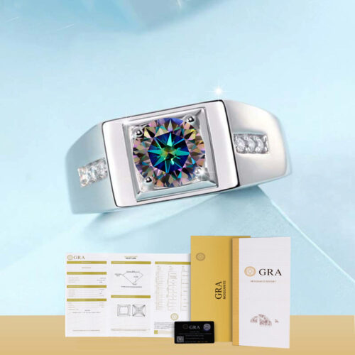 Nhẫn Kim Cương Nam Moissanite 1 Carat Đa Màu Bạc S925 Cao Cấp HTT300TR Trắng