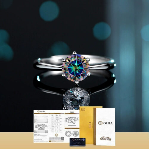Nhẫn Bạc Nữ S925 Đính Kim Cương Moissanite 1 Carat Lấp Lánh Kiểu Dáng Thanh Lịch HTT244L Xanh Lục