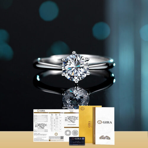 Nhẫn Bạc Nữ S925 Đính Kim Cương Moissanite 1 Carat Lấp Lánh Kiểu Dáng Thanh Lịch HTT244Z Màu AB
