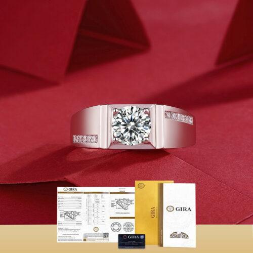 Nhẫn Kim Cương Nam Moissanite 1 Carat Đa Màu Bạc S925 Cao Cấp HTT301X Xanh Bích