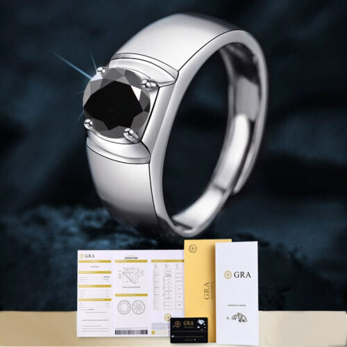Nhẫn Kim Cương Nam Moissanite 1 Carat Đa Màu Bạc S925 Cao Cấp HTT303T Tím