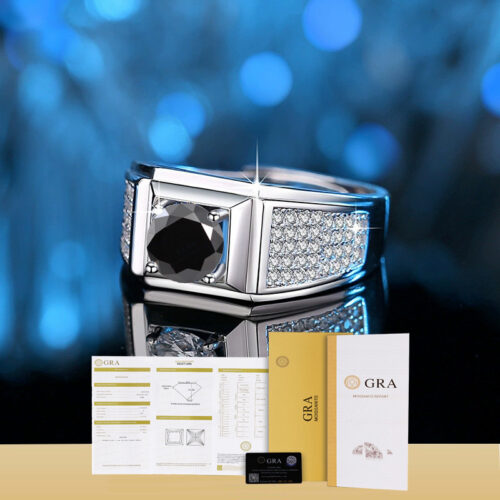 Nhẫn Kim Cương Nam Moissanite 1 Carat Đa Màu Bạc S925 Cao Cấp HTT299T Tím
