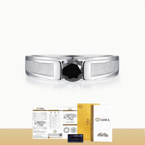 Nhẫn Kim Cương Nam Moissanite 1 Carat Đa Màu Bạc S925 Cao Cấp HTT297C Cam