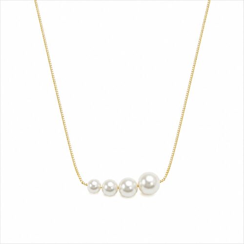 Dây Chuyền Ngọc Trai Nữ Bạc S925 HTT390 Vàng 5 Viên