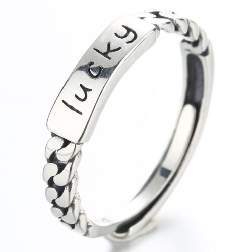Nhẫn Bạc Nữ S925 Chữ Lucky Cá Tính Trẻ Trung HTT349