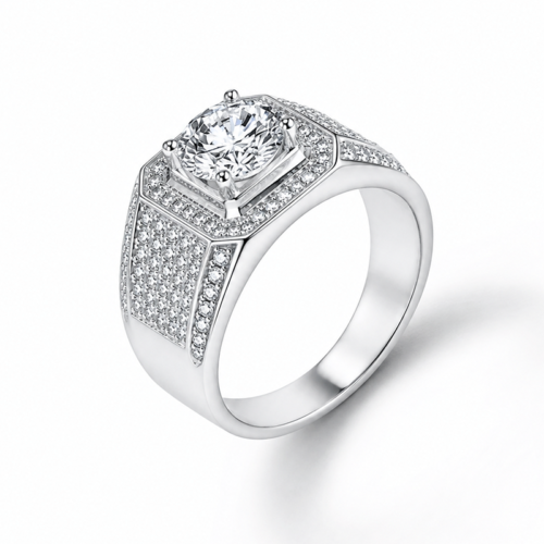 Nhẫn Kim Cương Nam Moissanite 2 Carat Bạc S925 HTT284