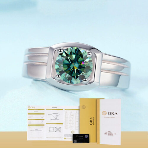 Nhẫn Kim Cương Nam Moissanite 1 Carat Đa Màu Bạc S925 Cao Cấp HTT305Tr Trắng