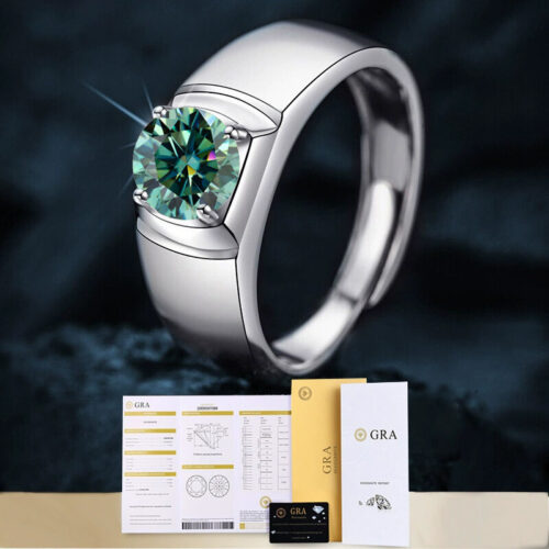 Nhẫn Kim Cương Nam Moissanite 1 Carat Đa Màu Bạc S925 Cao Cấp HTT303T Tím