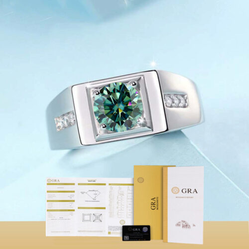 Nhẫn Kim Cương Nam Moissanite 1 Carat Đa Màu Bạc S925 Cao Cấp HTT300TR Trắng