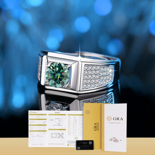 Nhẫn Kim Cương Nam Moissanite 1 Carat Đa Màu Bạc S925 Cao Cấp HTT299T Tím