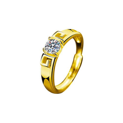 Nhẫn Đôi Đính Kim Cương Moissanite Bạc S925 Cao Cấp HTT338V Vàng