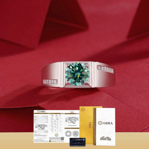 Nhẫn Kim Cương Nam Moissanite 1 Carat Đa Màu Bạc S925 Cao Cấp HTT301X Xanh Bích