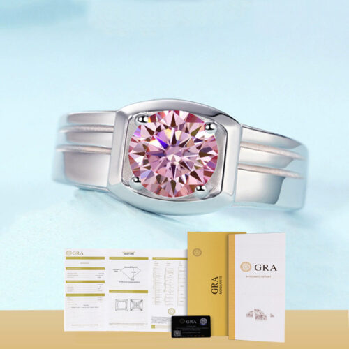 Nhẫn Kim Cương Nam Moissanite 1 Carat Đa Màu Bạc S925 Cao Cấp HTT305Tr Trắng