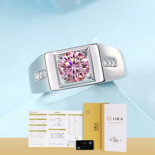 Nhẫn Kim Cương Nam Moissanite 1 Carat Đa Màu Bạc S925 Cao Cấp HTT300TR Trắng