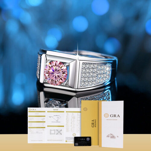 Nhẫn Kim Cương Nam Moissanite 1 Carat Đa Màu Bạc S925 Cao Cấp HTT299T Tím