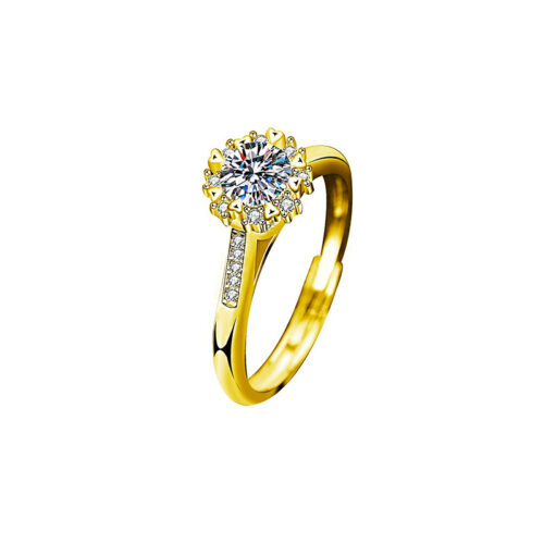Nhẫn Đôi Đính Kim Cương Moissanite Bạc S925 Cao Cấp HTT338V Vàng
