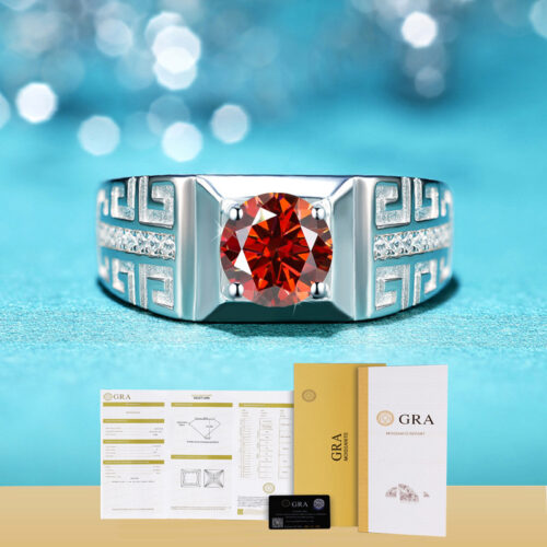 Nhẫn Kim Cương Nam Moissanite 1 Carat Đa Màu Bạc S925 Cao Cấp HTT302S Bảy Màu