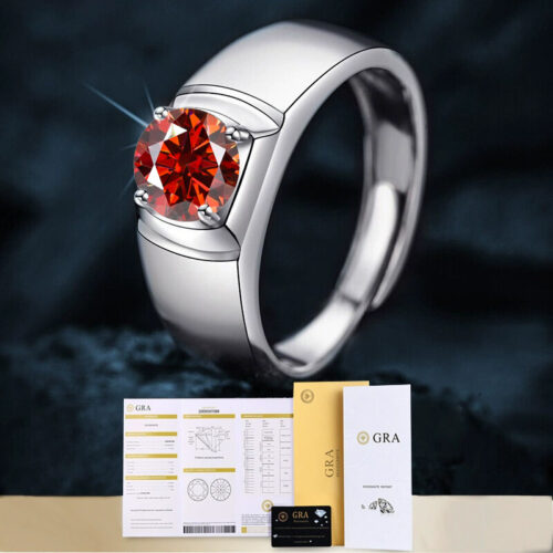 Nhẫn Kim Cương Nam Moissanite 1 Carat Đa Màu Bạc S925 Cao Cấp HTT303T Tím